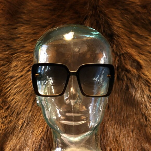 Gray MUI Oversized Square Sunglasses with Gold Lettering - Picture 2 of 2